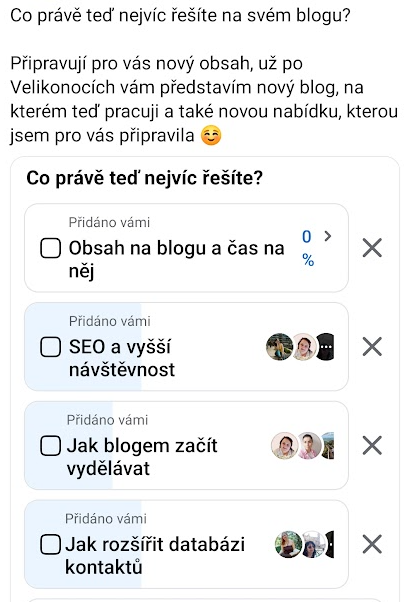 průzkum v komunitě